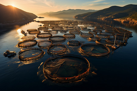 湖面上的鱼池背景