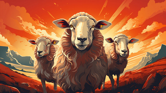 奔跑的羊群背景图片