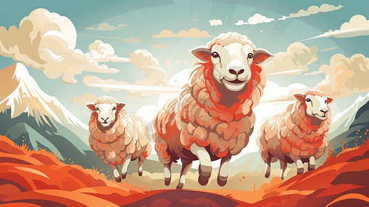 自由奔跑的羊背景图片