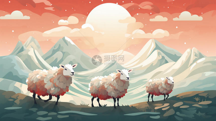 山下的羊群图片