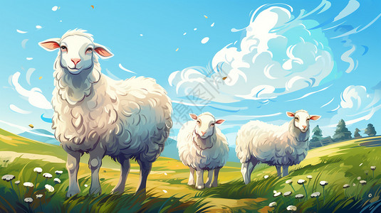独聪明的羊群的快乐插画
