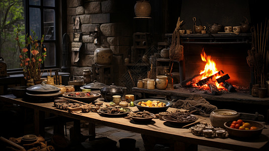 古代美食素材农村传统美食背景