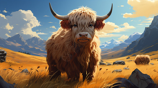 白色牦牛西藏的牦牛插画