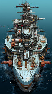 航母战斗群巨型航母插画
