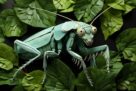 摄食青叶覆盖下的昆虫设计图片