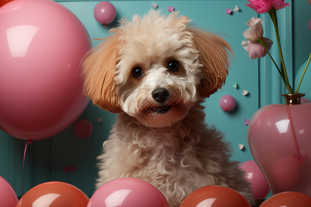 粉色贵宾犬气球淘气的贵宾犬背景