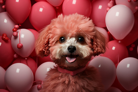 粉色贵宾犬气球欢乐的小贵宾犬背景