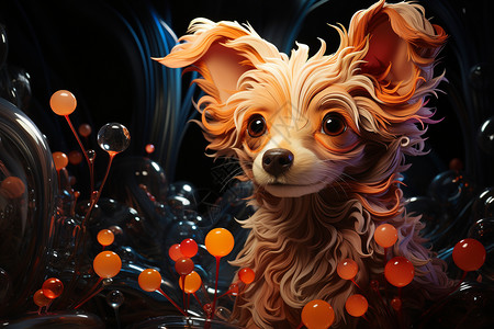 毛发艺术狗狗的微观世界设计图片
