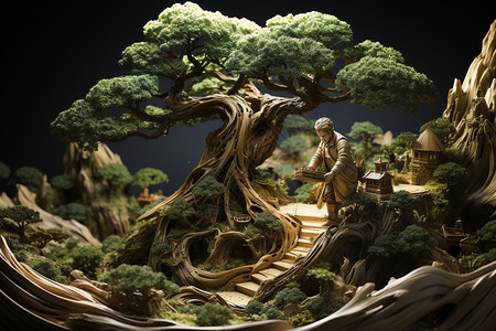 小盆景幻境中的树设计图片