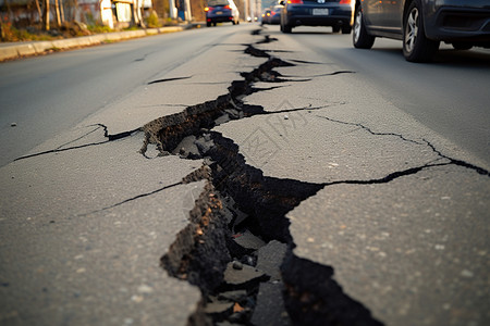 公路塌陷的路面高清图片