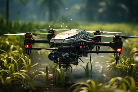 无人机喷洒农田图片