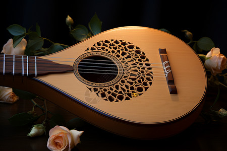 吉他花纹素材花纹独特的传统琵琶背景