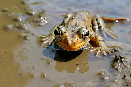 蝌蚪素材泥土中爬行的青蛙背景