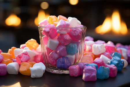 粉色梦幻糖果柔软美味的棉花糖背景