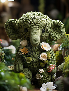 青苔覆盖的大象手织精品高清图片