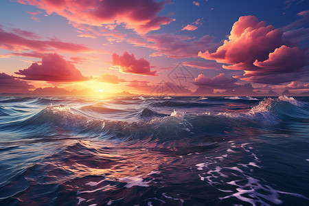 梦幻的海洋落日景观图片