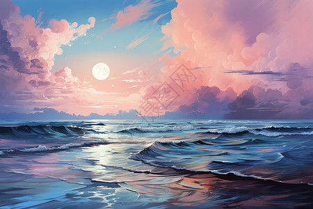 梦幻海洋的油画插图图片