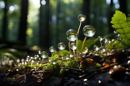 夏季森林森林中的苔藓设计图片