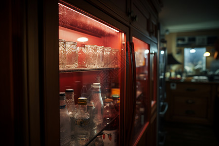 冰柜中的玻璃瓶图片