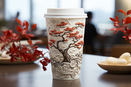 中国风风景画设计优美的杯子背景