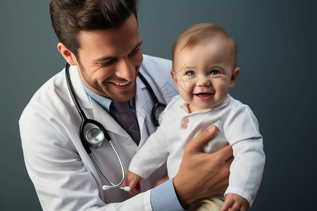 医生与婴儿玩耍图片