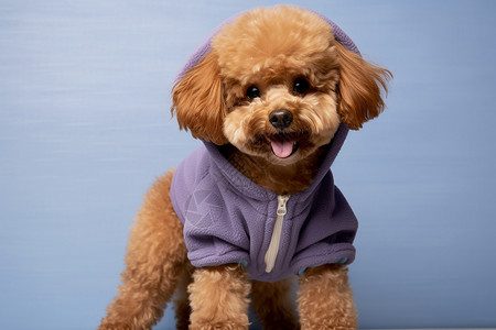 狗外套穿着紫色外套的泰迪背景