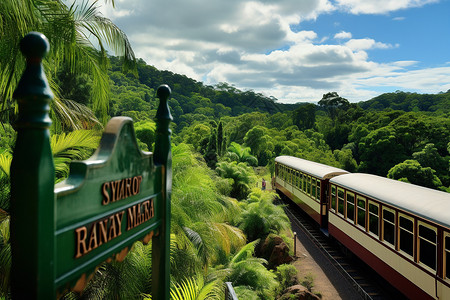 丛林里的火车高清图片