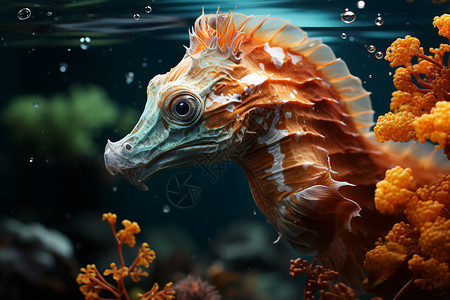 美丽珊瑚海洋水族馆的海马设计图片