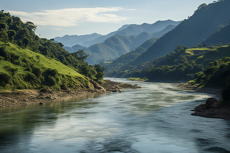 翠柏山涧的美丽景观高清图片