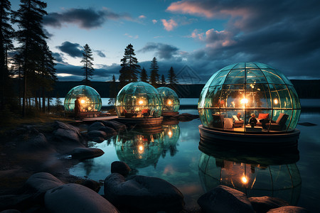 透明的船极光之梦的玻璃小屋设计图片