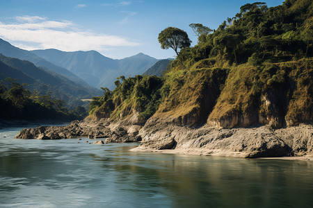 美丽的乡村河流景观图片