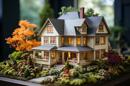 独栋房屋建筑模型背景图片