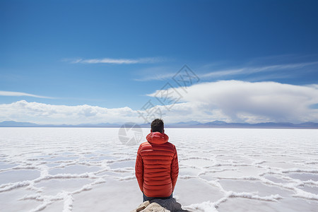 远征雪地中央的男人背景