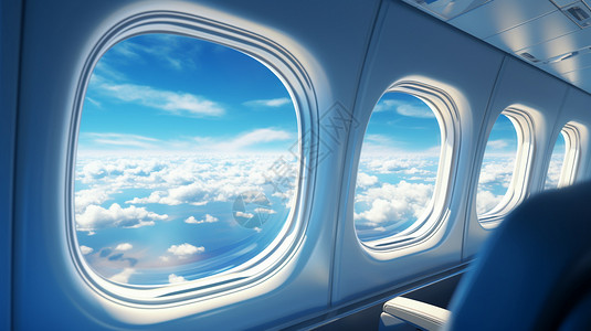 飞机外航行中的飞机舷窗外景色背景