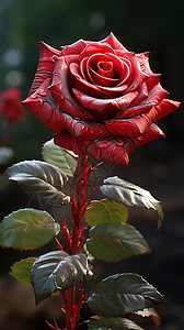 盛开的红色玫瑰插图背景图片