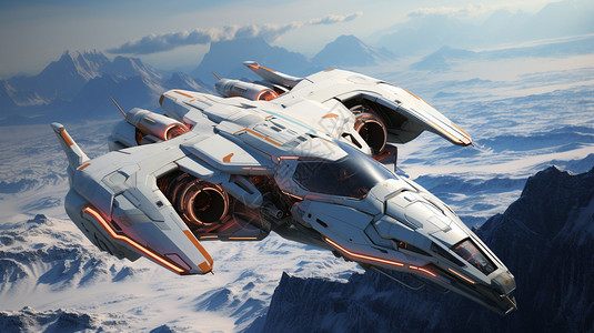 雪山上空飞行的战斗机背景图片