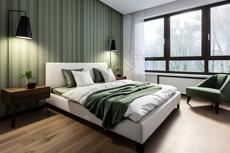 现代极简主义卧室装潢背景图片