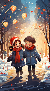新年冬天的小孩子背景图片