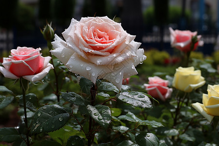 雨后浪漫的花朵图片