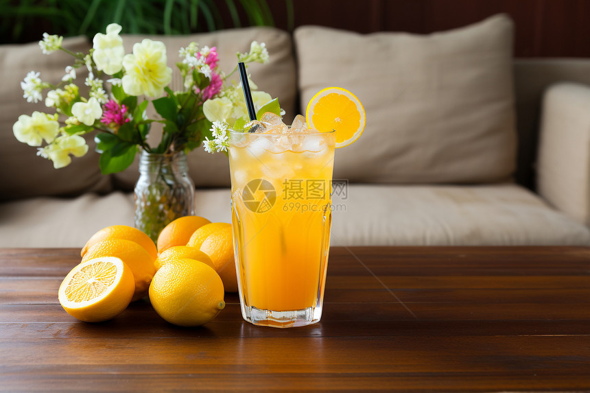 清新香甜的橙汁图片