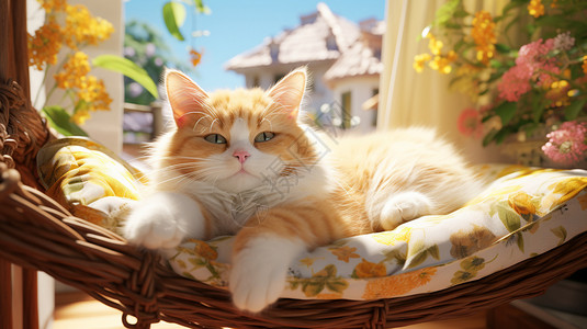 阳光下打盹的猫背景图片