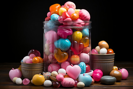 造型各异的彩色糖果背景