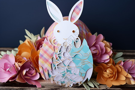 立体风兔子立体雕花的手工兔子剪纸背景