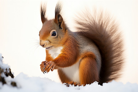 雪地中觅食的松鼠图片