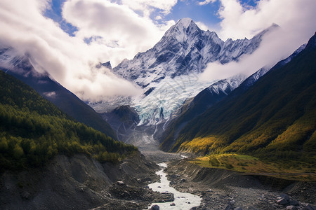 冰川雪山的美丽景观背景图片