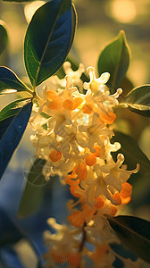 橙黄色飘香的桂花背景图片