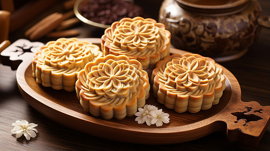 传统中秋节月饼背景图片
