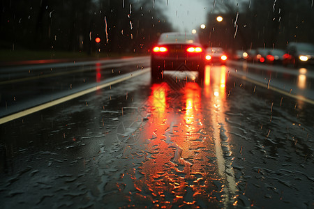 开车视线雨滴打湿的汽车玻璃背景