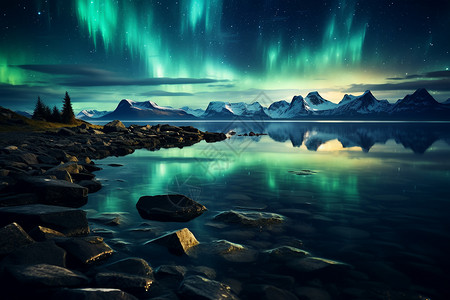 北极光的美丽景观图片