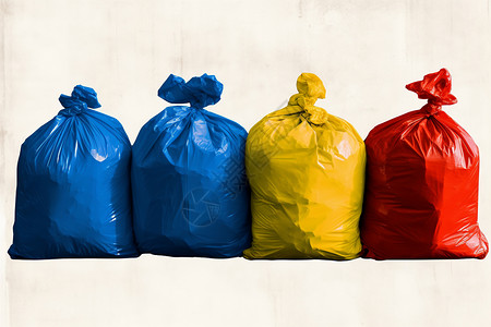 彩色垃圾袋的排列背景图片